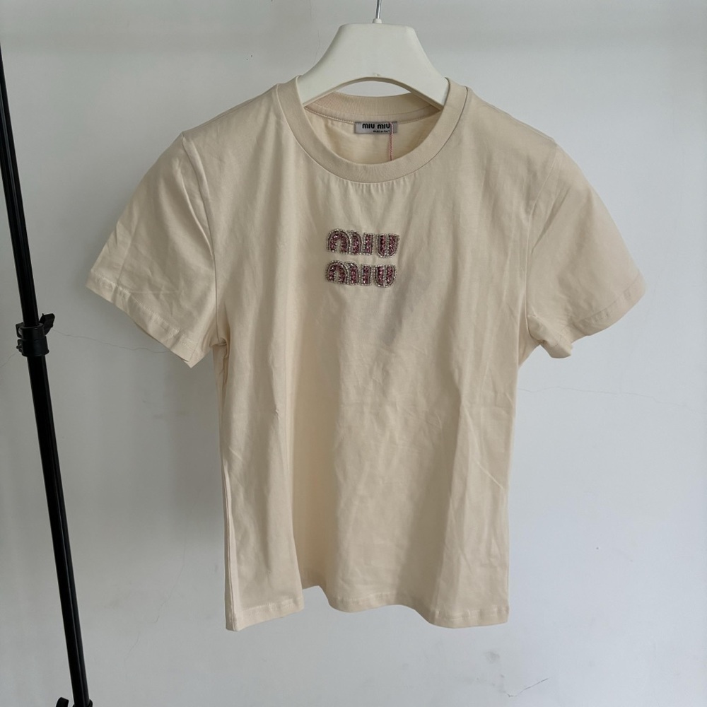 MIU MIU short-sleeved T-shirt with diamonds